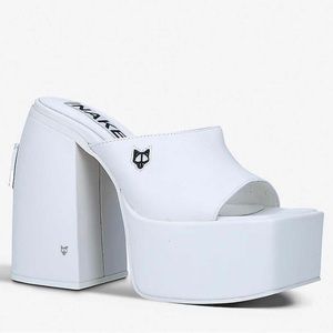 Naked Wolfe Jenna Platform heel Leather Mules in White
